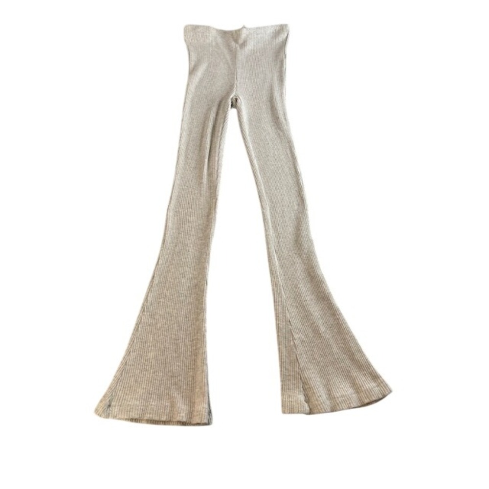 Free‎ People Ribbed Flare Bell Bottom Leggings Pants Grey XS Boho stretch retro